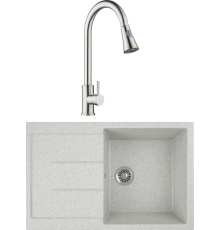 Комплект Мойка кухонная Domaci Бьелла DMC-25 серая + Смеситель Равенна D99-120st