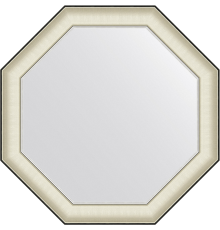 Зеркало Evoform Octagon BY 7441 74х74 белая кожа с хромом, в багетной раме