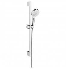 Hansgrohe Crometta Vario Unica Душевой набор: штанга 650mm, ручной душ, 2jet (Rain, IntenseRain), EcoSmart, шланг, цвет: белый/хром. 26534400