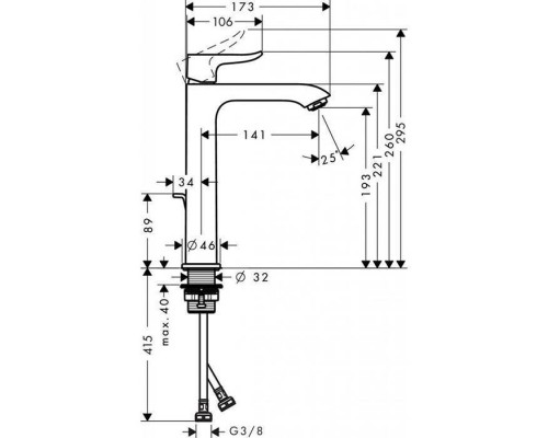 Hansgrohe Metris Смеситель для раковины, 1 отв., цвет: хром. 31183000