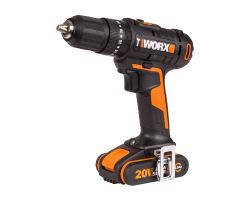 Дрель-шуруповерт ударная аккумуляторная WORX WX370, 50Нм, 20В, 2Ач x2, ЗУ 2А, кейс