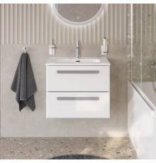 Тумба с раковиной Cezares Eco Cer-N 70, bianco lucido, раковина Duet 70, ручки серые