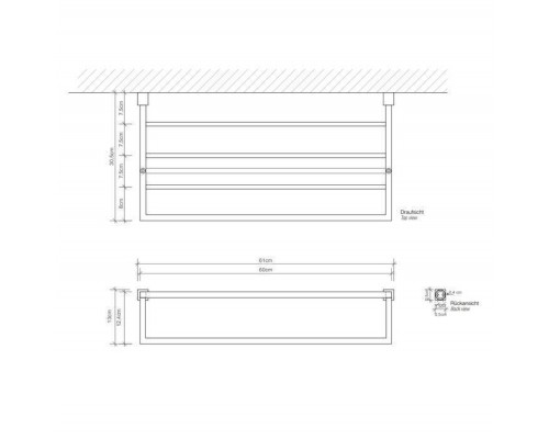 Decor Walther Corner KHT Полотенцедержатель 60см, подвесной, цвет: никель сатинированный. 0561334