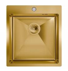 Мойка кухонная Floracio Steel F.4651.GDD матовое золото, декор