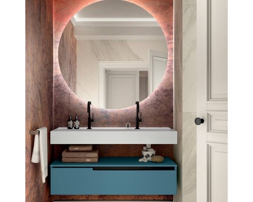 Oasis Profilo Композиция №10 Комплект мебели 120х51.5х h220см., подвесной, цвет: белый матовый/Cobalto/хром.