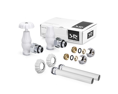 Комплект угловых вентилей SR Rubinetterie Floral Old Style 1/2” x 24/19, цвет белый A339-1500VCPA