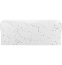 Акриловая ванна Wellsee Pure BY Wellsee 165x75 см, отдельностоящая, матовый белый мрамор, глянцевая белая, на ножках, с донным клапаном, фурнитура белая