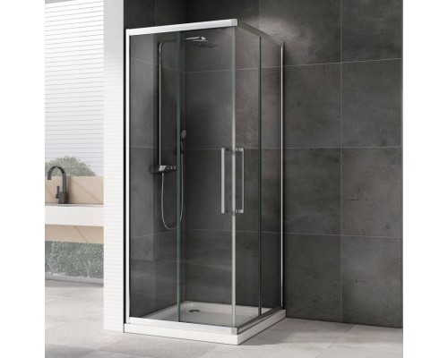Душевой уголок Abber Schwarzer Diamant AG02100H 100x100, профиль хром, стекло прозрачное