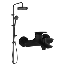 Душевой комплект Смеситель STWORKI Молде S23100BK матовый черный + Стойка Хельсингборг S18180BK