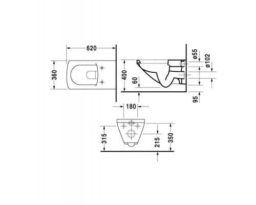 Duravit Caro Подвесной унитаз 620*360мм, цвет: белый. 0198090000