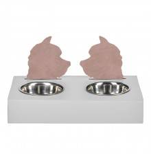 ADJ Подставка с мисками Dog, хром, 40x22xH7.5 см., цвет: устричный/пепельная роза. 1571D.02/07