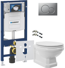 Комплект Унитаз подвесной STWORKI Драммен HDC609WH с микролифтом + Крепления Geberit Duofix 111.815.00.1 к стене + Шумоизоляция 156.050.00.1 + Инсталляция UP 320 111.300.00.5 + Кнопка Sigma 01 115.770.JQ.5 лакированная, матовый хром