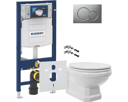 Комплект Унитаз подвесной STWORKI Драммен HDC609WH с микролифтом + Крепления Geberit Duofix 111.815.00.1 к стене + Шумоизоляция 156.050.00.1 + Инсталляция UP 320 111.300.00.5 + Кнопка Sigma 01 115.770.JQ.5 лакированная, матовый хром