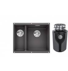 Комплект Мойка Blanco Subline 340/160-U темная скала, правая + Измельчитель KUCHENSTERN Muhle 353MU35