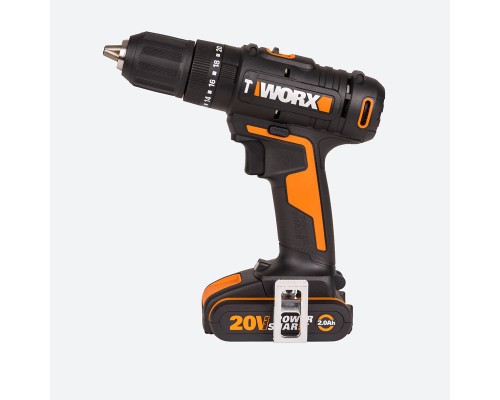 Дрель-шуруповерт ударная аккумуляторная WORX WX370, 50Нм, 20В, 2Ач x2, ЗУ 2А, кейс