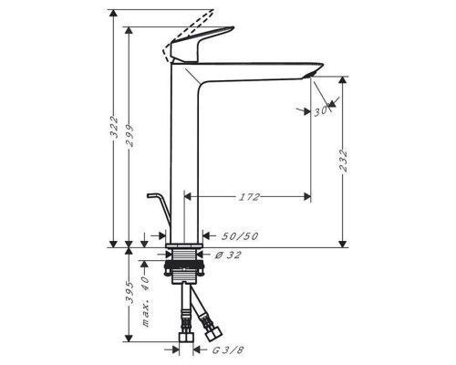 Hansgrohe Logis Смеситель для раковины 240, на 1 отв., с донным клапаном, цвет: хром Hansgrohe Logis Смеситель для раковины 240, на 1 отв., с донным клапаном, цвет: хром