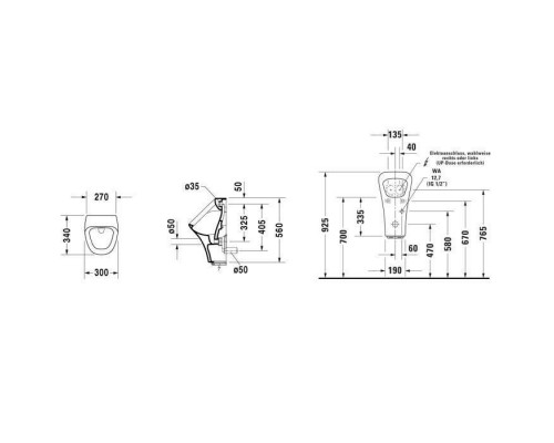 Duravit DuraStyle Писсуар электронный от сети 30х34см, подача воды сзади, с вытяжкой, с креплением, цвет: белый. 2804310093