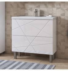 Тумба с раковиной Vigo Geometry 80 напольная, белая, раковина Velvex 9696 80