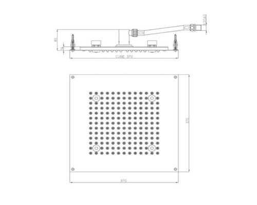 BOSSINI DREAM-CUBE Верхний душ 470 x 370 мм, с 4 LED RGB, блок питания/управления, Cromoterapia, гибкая подводка, цвет: черный матовый. H37451.073