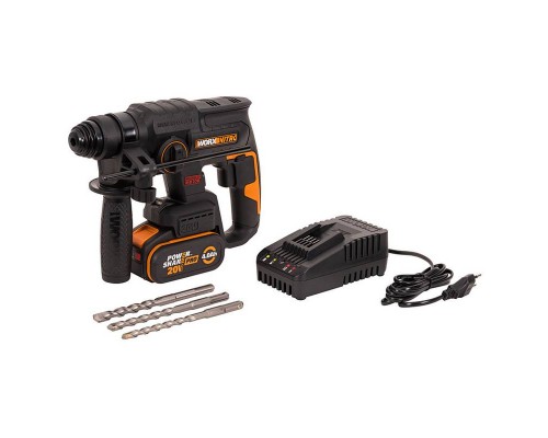 Перфоратор аккумуляторный бесщеточный WORX WX381, 20В, 4Ач x1, ЗУ 2А, кейс
