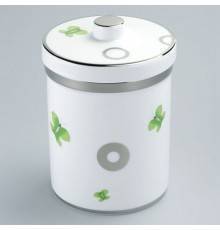 THG CAPUCINE VERT DECOR PLATINE Банка керамическая с крышкой, настольная, декор платина/зеленый, цвет: белый. A7E-A02-4611