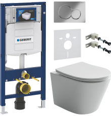 Комплект Унитаз подвесной Ceramicanova Balearica Rimless CN6000 белый + Крепления Geberit Duofix 111.815.00.1 к стене + Шумоизоляция 156.050.00.1 + Инсталляция UP 320 111.300.00.5 + Кнопка Sigma 01 115.770.21.5 хром