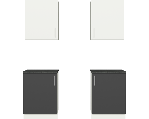 Кухонный гарнитур Domaci Болонья 180 см, фасад графит, белый, ручка хром, столешница луна KUH-709592