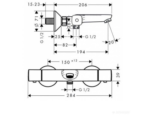 Hansgrohe Ecostat Термостат для ванны, цвет: хром. 13123000 Hansgrohe Ecostat Термостат для ванны, цвет: хром. 13123000