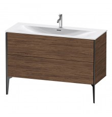 Duravit XViu Тумба подвесная 121x48x59.1см, с раковиной, 2 ящика, цвет: walnut dark/черный матовый. 2344120000,  XV971500000,  XV43040B221