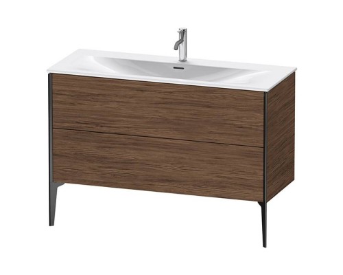 Duravit XViu Тумба подвесная 121x48x59.1см, с раковиной, 2 ящика, цвет: walnut dark/черный матовый. 2344120000, XV971500000, XV43040B221 Duravit XViu Тумба подвесная 121x48x59.1см, с раковиной, 2 ящика, цвет: walnut dark/черный матовый. 2344120000, XV971500000, XV43040B221