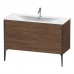Duravit XViu Тумба подвесная 121x48x59.1см, с раковиной, 2 ящика, цвет: walnut dark/черный матовый. 2344120000, XV971500000, XV43040B221