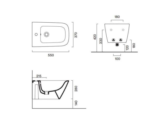 Catalano Green Биде подвесное 55х37см, с 1 отв. под смеситель, цвет: белый глянцевый. 0418551001