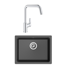 Комплект Мойка Rivelato Berkana BK-50 antracite + Смеситель Grohe Eurosmart