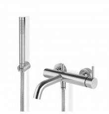 Newform X-STEEL 316 Смеситель для ванны с ручным душем, кронштейном, шланг: 150 см, цвет: INOX. 69640CX.50.050