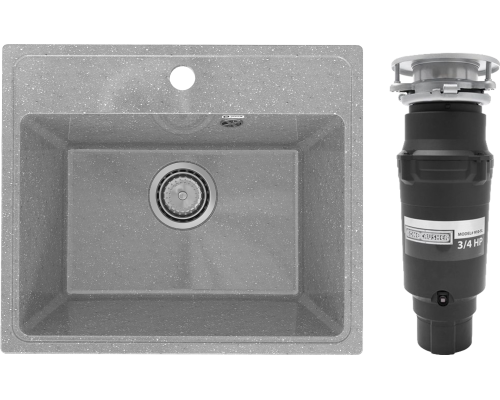 Комплект Мойка Practik PR-M 490-003 светло-серая + Измельчитель Bone Crusher BC 910-SL-Slim Line