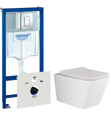 Комплект  Унитаз подвесной Ceramicanova Metric Rimless CN3007 с микролифтом, безободковый + Система инсталляции для унитазов Grohe Rapid SL 38772001,