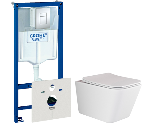 Комплект Унитаз подвесной Ceramicanova Metric Rimless CN3007 с микролифтом, безободковый + Система инсталляции для унитазов Grohe Rapid SL 38772001, Комплект Унитаз подвесной Ceramicanova Metric Rimless CN3007 с микролифтом, безободковый + Система инсталляции для унитазов Grohe Rapid SL 38772001,