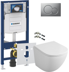 Комплект Унитаз подвесной Owl 1975 Vind TOWLT190302 безободковый + Крепления Geberit Duofix 111.815.00.1 к стене + Шумоизоляция 156.050.00.1 + Инсталляция UP 320 111.300.00.5 + Кнопка Sigma 01 115.770.JQ.5 лакированная, матовый хром