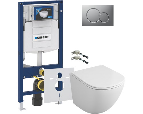 Комплект Унитаз подвесной Owl 1975 Vind TOWLT190302 безободковый + Крепления Geberit Duofix 111.815.00.1 к стене + Шумоизоляция 156.050.00.1 + Инсталляция UP 320 111.300.00.5 + Кнопка Sigma 01 115.770.JQ.5 лакированная, матовый хром
