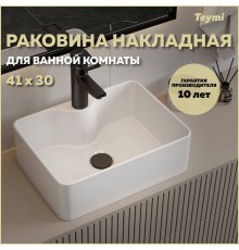 Раковина Teymi Helmi Mini 41, накладная с полочкой под смеситель, белая T51104