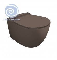 Simas Vignoni Унитаз подвесной 56х36,5см., безободковый, смыв TORNADO (green vertigo), цвет: moka matt. F85,  VI18VERT moka  matt