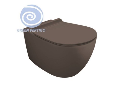 Simas Vignoni Унитаз подвесной 56х36,5см., безободковый, смыв TORNADO (green vertigo), цвет: moka matt. F85, VI18VERT moka matt Simas Vignoni Унитаз подвесной 56х36,5см., безободковый, смыв TORNADO (green vertigo), цвет: moka matt. F85, VI18VERT moka matt