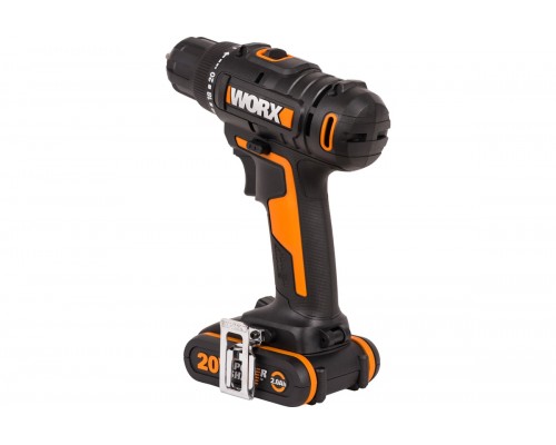 Дрель-шуруповерт аккумуляторная WORX WX100.2, 20В, 2Ач х2, ЗУ 0,4А, сумка