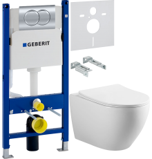 Комплект Унитаз подвесной Vincea Esse + Шумоизоляция Geberit + Инсталляция Duofix Delta 458.149.21.1 с кнопкой смыва, хром