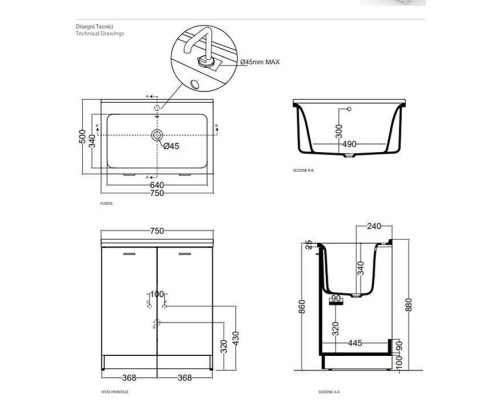 Kerasan Aquadom Раковина 75х50 см, без отв., цвет: белый. 029301*0