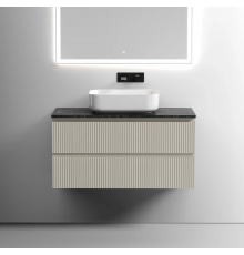 Тумба с раковиной Sancos Snob T 100 см, beige soft, столешница черный мрамор, раковина CN6011