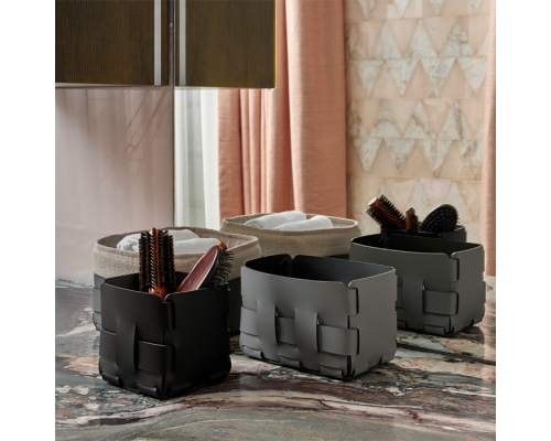 ADJ Корзинка Mini Bottega, 19x19xH13 см., цвет: серый/черный. 1019.03/01