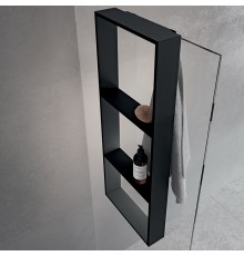 Novellini Kuadra Аксессуары для кабины 35х90cм., с 3 внутренними полками и внешним крючком, для крепления на стекло, цвет: черный матовый. R90AKFPO3590-H