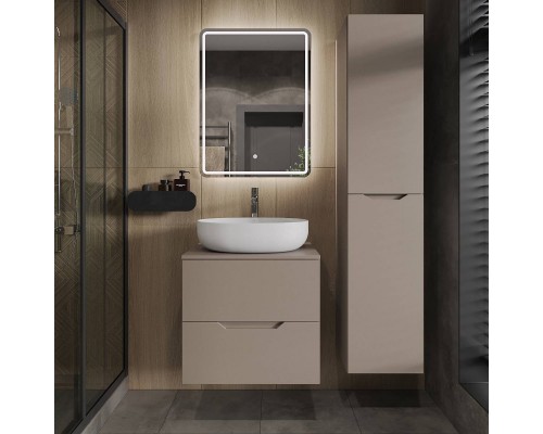 Мебель для ванной комнаты Orange Line 60 подвесная, 2 ящика, матовый латте с раковиной B05-520W