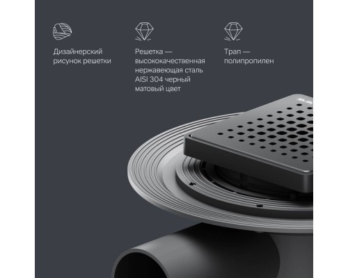 W01BD-P11-010-01BM Трап для душа точечный, универсальный затвор Cut Gradient, 10 см W01BD-P11-010-01BM Трап для душа точечный, универсальный затвор Cut Gradient, 10 см
